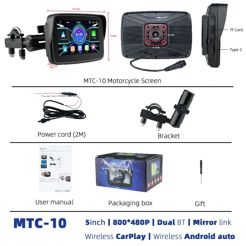 EKIY 5.0" Motorcycle GPS Navigator | CarPlay & Android Auto - View 33 | Henderson Shop