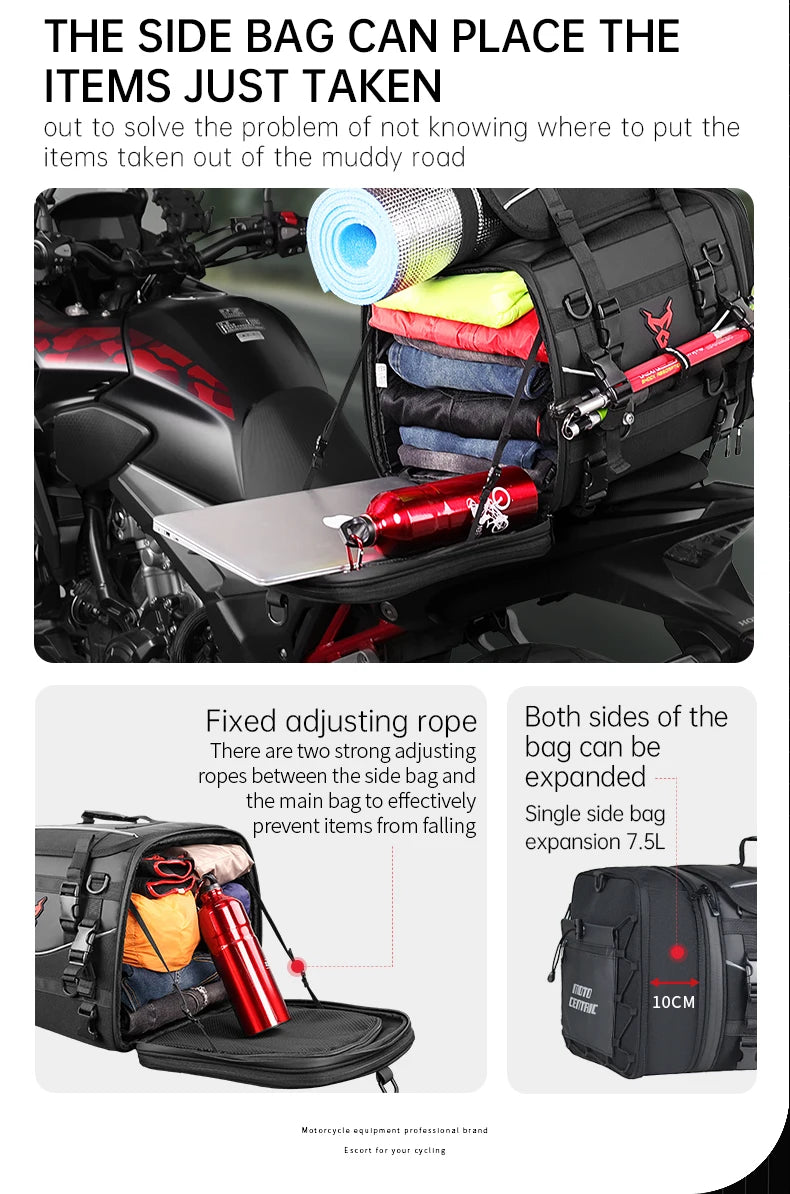 Motorcycle Waterproof Motorcycle Rear Seat Bag 35-50L Helmet Bag High Capacity Motor Tail SaddleBag Rider Backpack
