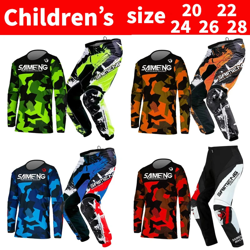 motocross set for child MX Jersey and Pants children Youth MTB DH UTV Enduro MX Gear Set Combo Off Road Racing Suit Dirt Bike