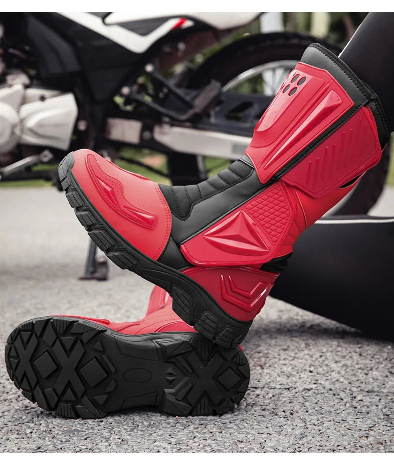 Motocross Dirt Bike Boots Off-Road Motorcycle Riding Shoe TPU Protection Ankle Support Anti-Slip Sole Adventure Enduro Boots Men