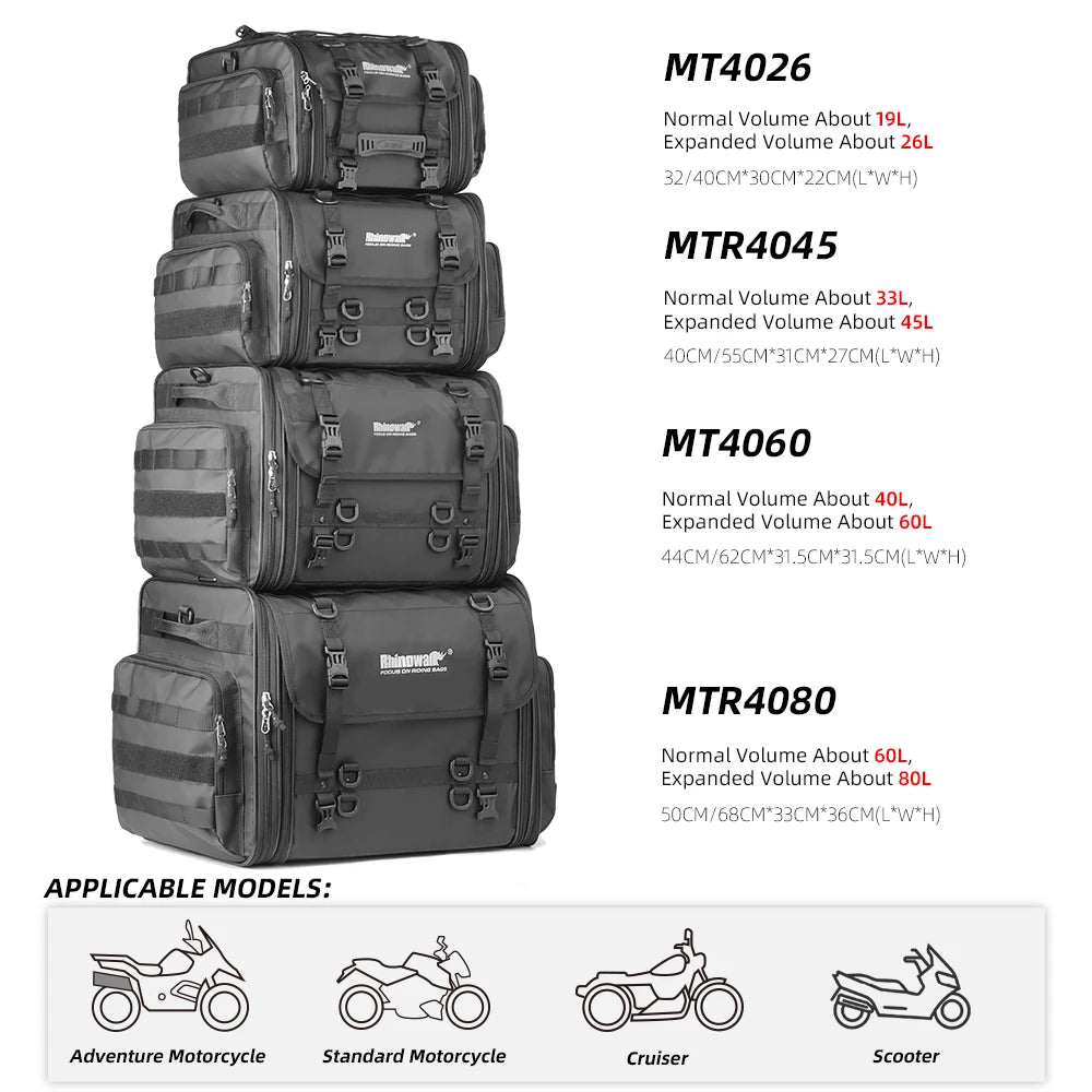 Rhinowalk Travel Luggage Bag - alternate view showing motorcycle luggage bag features and details