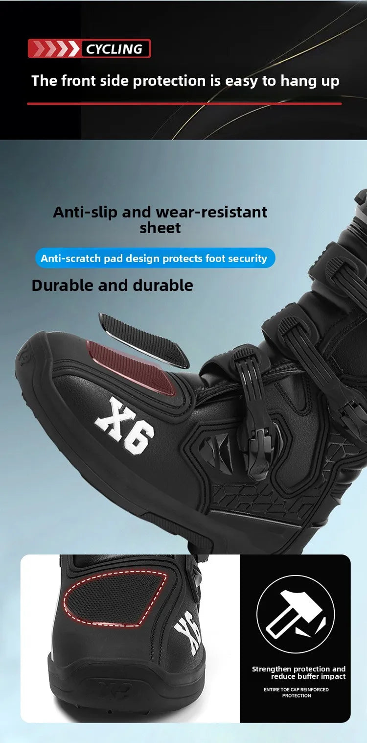 Motorcycle Boot Men Women Riding Mid-Calf Ankle Protective Shoes Moto Motorbike Equipment Racing Long Motorcycle Boots Men