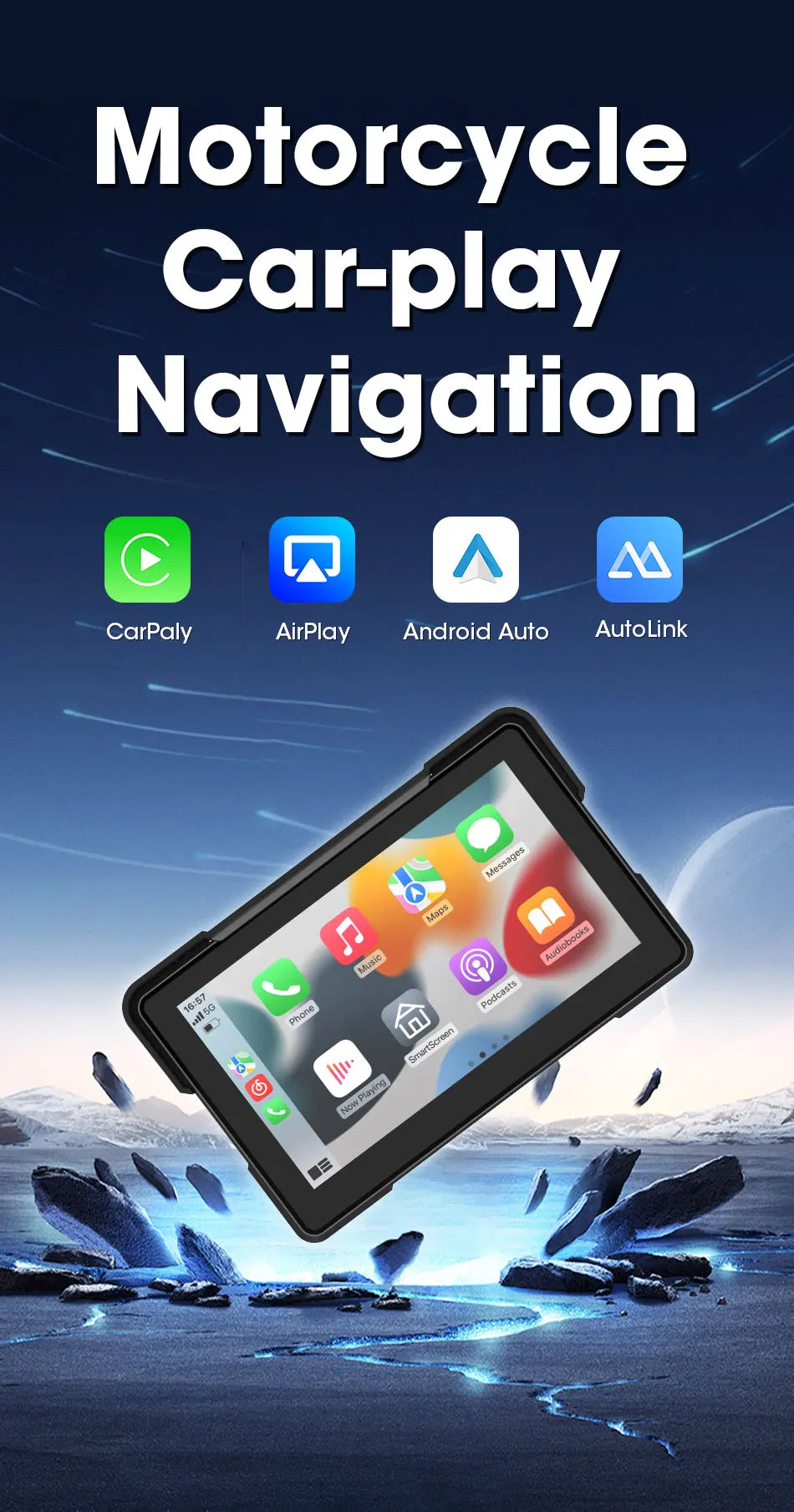 7" Motorcycle GPS Navigator | CarPlay & Android Auto - View 8 | Henderson Shop