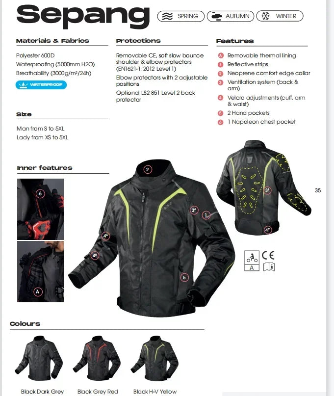 Hendersonshop LS2 Winter Motorcycle Jacket Men Women Waterproof Windproof Biker Jacket