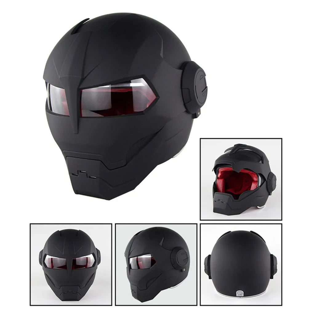 Iron Man Retro Motorcycle Full Helmet Bright Black Personality Cool Flip-up H... | Henderson Shop