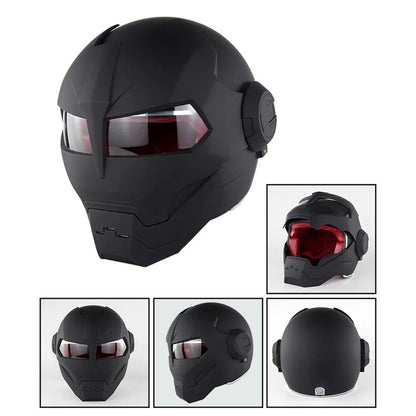 Iron Man Retro Motorcycle Full Helmet Bright Black Personality Cool Flip-up H... | Henderson Shop