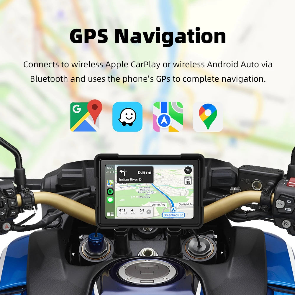 EKIY 5.0" Motorcycle GPS Navigator | CarPlay & Android Auto - View 13 | Henderson Shop