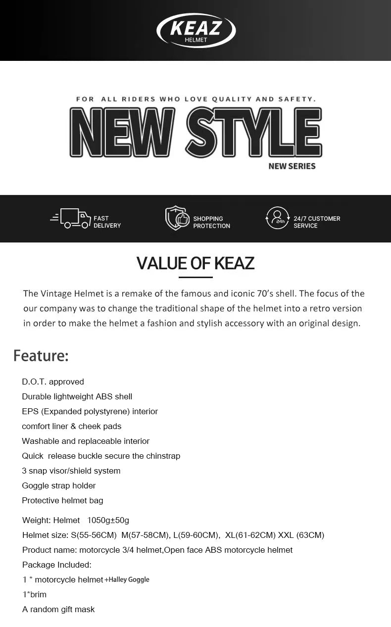 Black Leather Open Face Motorcycle Helmet With Halley Glass Scooter