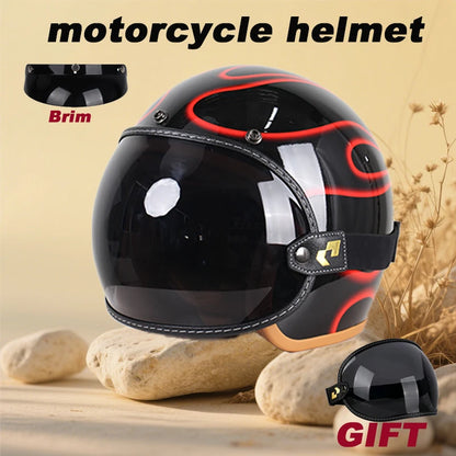 Retro Motorcycle Helmet with Goggle Set - Vintage Style - View 10 | Henderson Shop