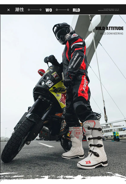 Motorcycle Boot Men Women Riding Mid-Calf Ankle Protective Shoes Moto Motorbike Equipment Racing Long Motorcycle Boots Men