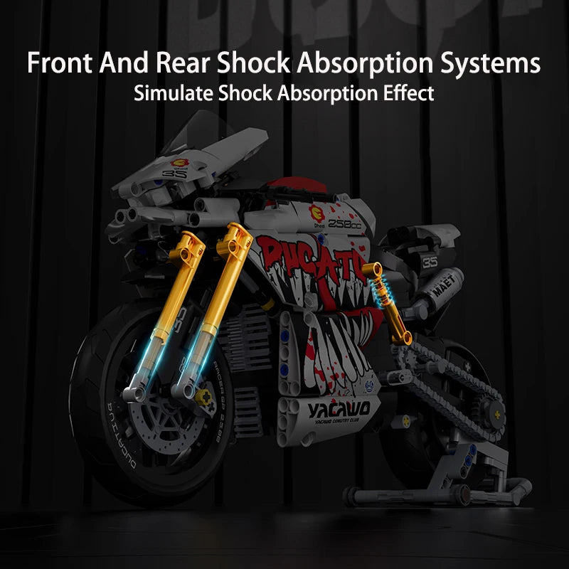 Hendersonshop Technical V4 Motorcycle Building Blocks Set Famous Super Motorbike Model