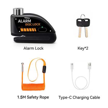 Motorcycle Alarm Lock 110dB - additional view showing motorcycle disc lock features and details