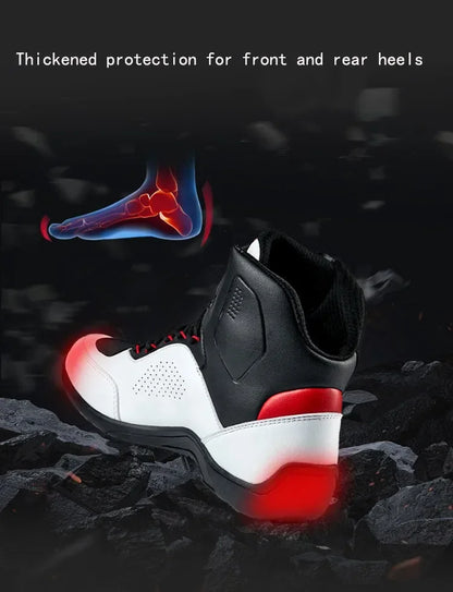 DUHAN Male Boots for Motorcycle Waterproof Anti Slip Fall Prevention Mid Top Men Leather Riding Shoes Autumn Winter Cycling Shoe