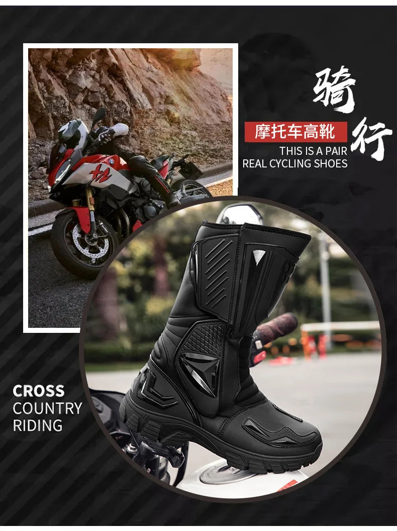 Motocross Dirt Bike Boots Off-Road Motorcycle Riding Shoe TPU Protection Ankle Support Anti-Slip Sole Adventure Enduro Boots Men