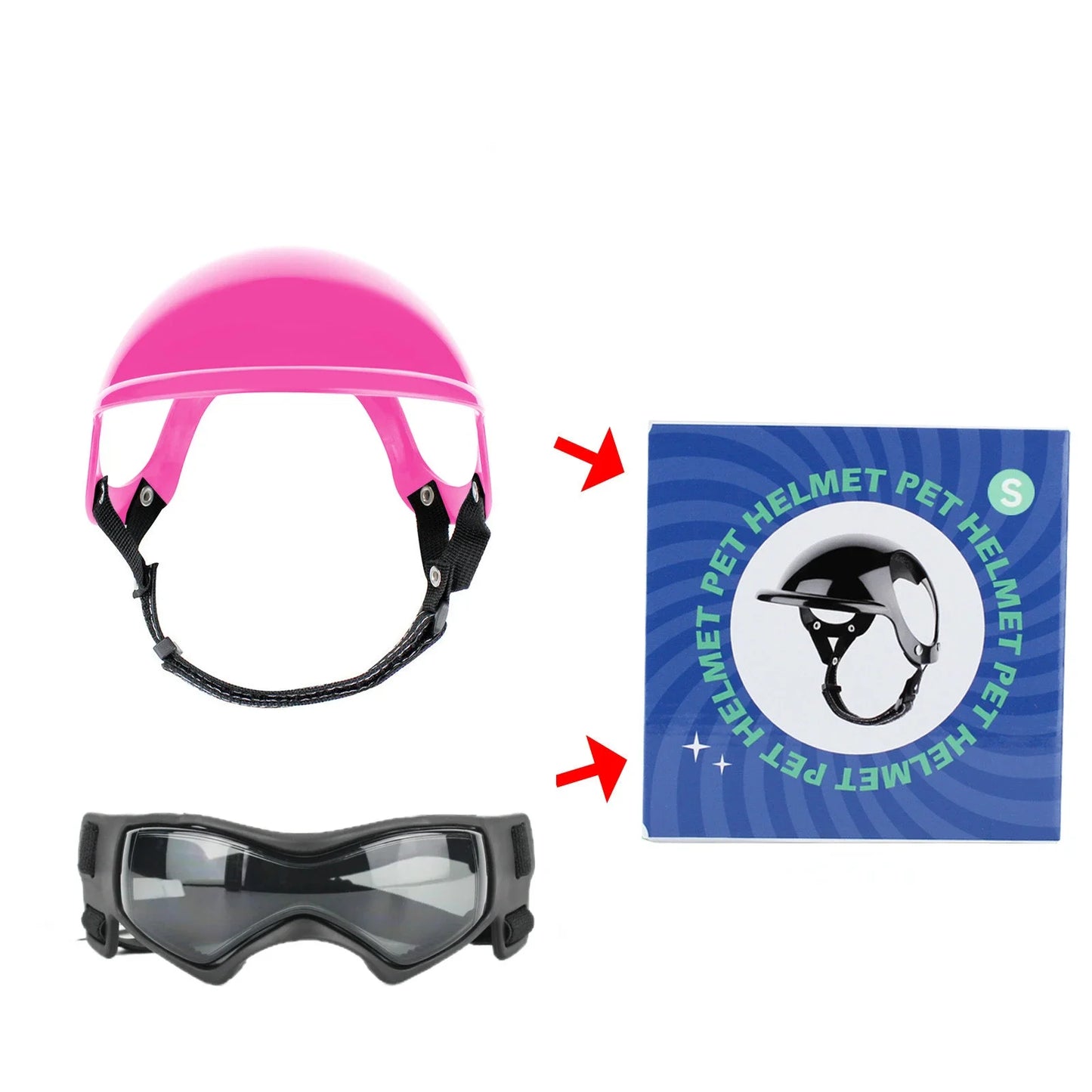 ATUBAN Dog Helmet and Dog Goggles for Small Dogs-Pet Motorcycle