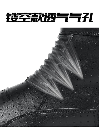 Retro New Winter Motorcycle Boots Waterproof Motocross Boots Black Motorcycle Racing Mid-Calf Shoes Men Leather Moto Boot