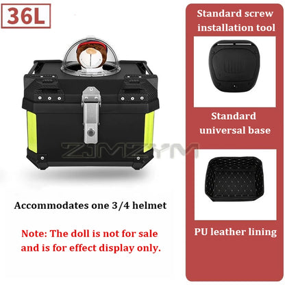 Motorcycle Pet Trunk Breathable Pet Box 36L/ 45L/ 57L Electric Vehicle Tail Box Universal Storage Top Case with Reflective Strip