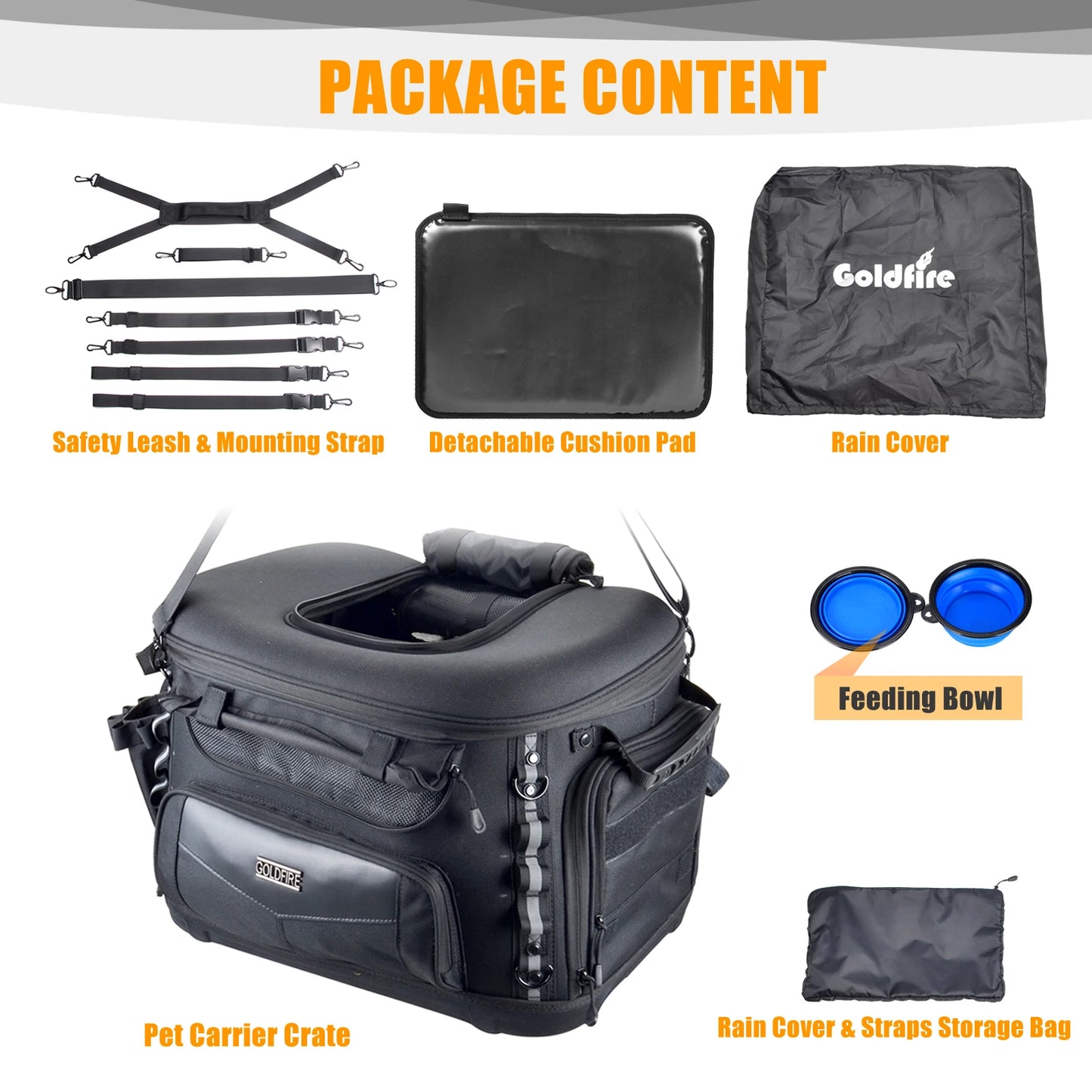 Motorcycle WaterproofLuggage 44L Pet Dog Cat Bag Touring Rear Bags Fits Luggage Rack/Passenger Seat with Sissy Bar Straps