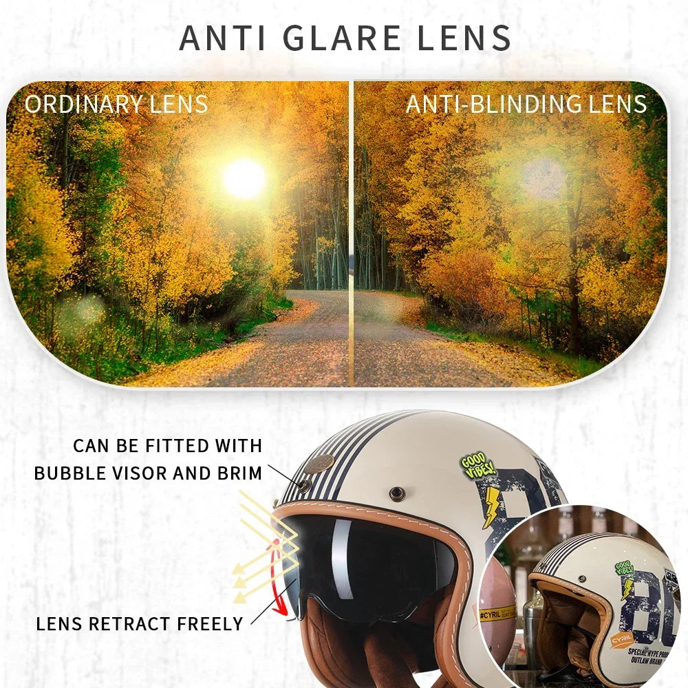 Vintage Half Face Helmet | DOT Certified & ECE Certified - View 7 | Henderson Shop