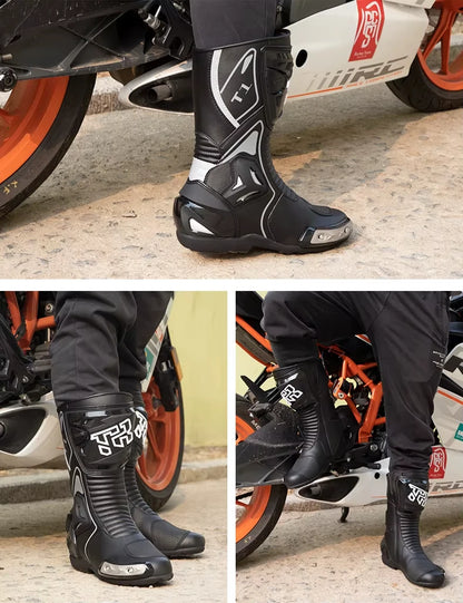 Men's Motorcycle Boots Waterproof Racing Boots Anti Fall Women Motocross Equipment Wear-resistant Rally Shoes Safety Riding