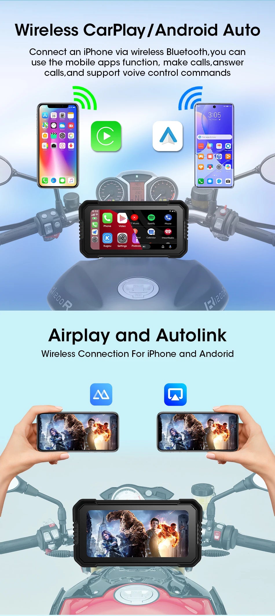 6.25" Motorcycle GPS Navigator | Waterproof & CarPlay - View 8 | Henderson Shop