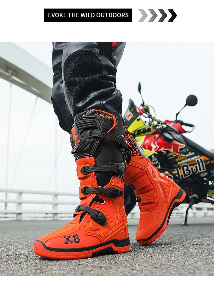 Motorcycle Boot Men Women Riding Mid-Calf Ankle Protective Shoes Moto Motorbike Equipment Racing Long Motorcycle Boots Men