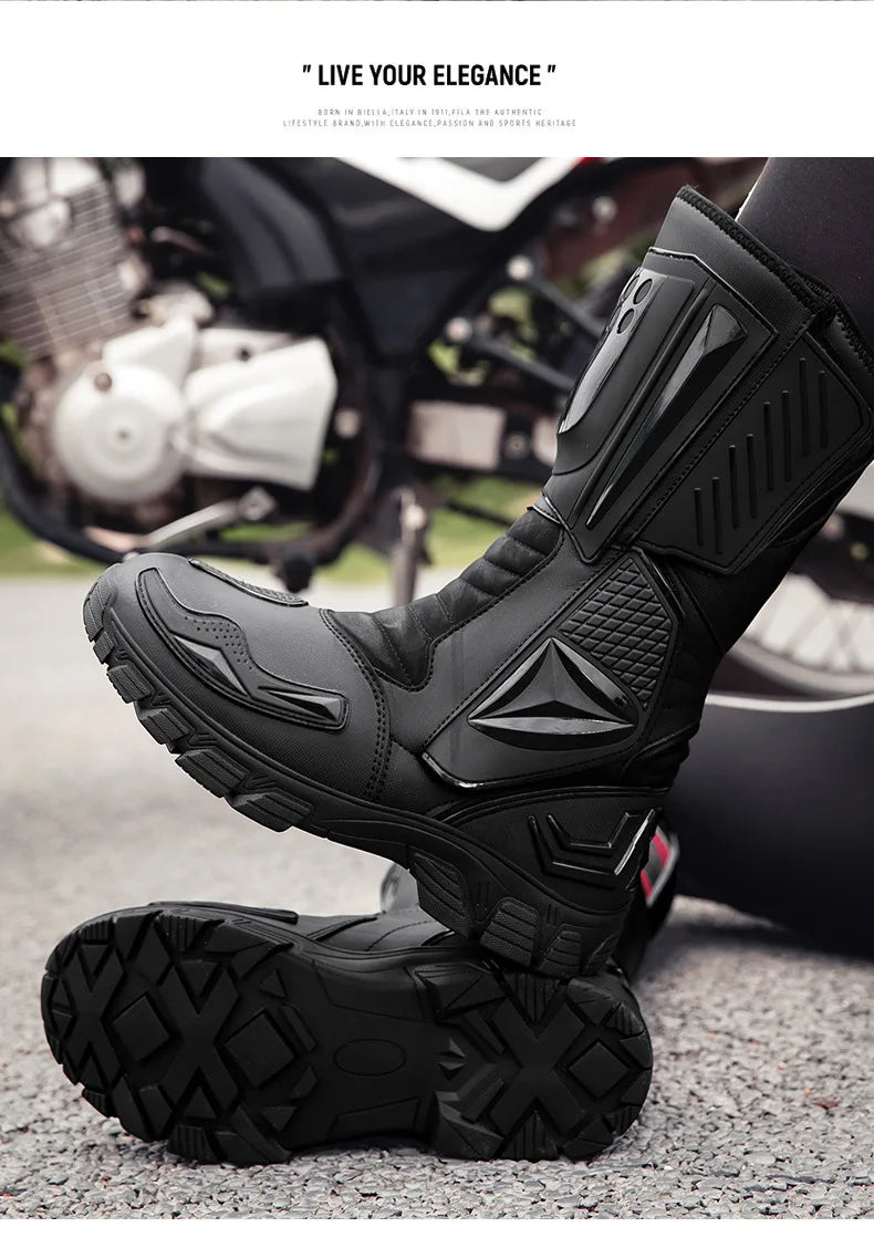 Motocross Dirt Bike Boots Off-Road Motorcycle Riding Shoe TPU Protection Ankle Support Anti-Slip Sole Adventure Enduro Boots Men