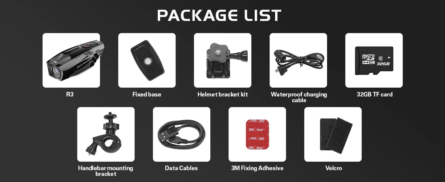 TNICER R3 Action Camera 1080P WiFi, Motorcycle Bike Bicycle Helmet Camcorder