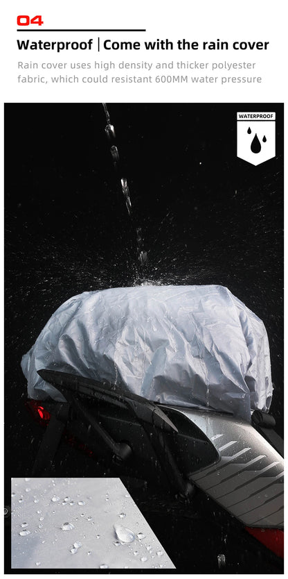 Rhinowalk Hard Shell Pannier - material detail showing motorcycle pannier bag features and details