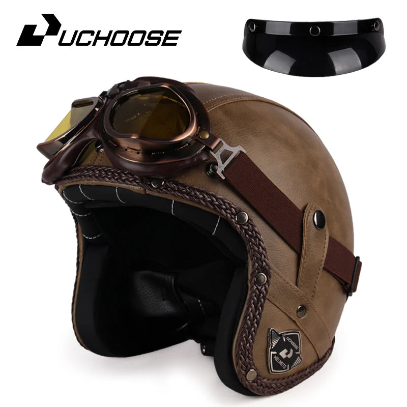 Uchoose Vintage Half Face Helmet | Leather - View 22 | Henderson Shop
