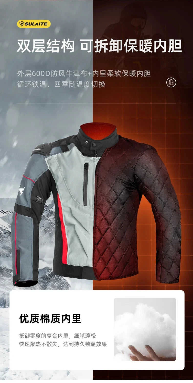 Helmets - Waterproof Men Motorcycle Jackets Windproof Motorcycle Rally Clothes Detachable Warm