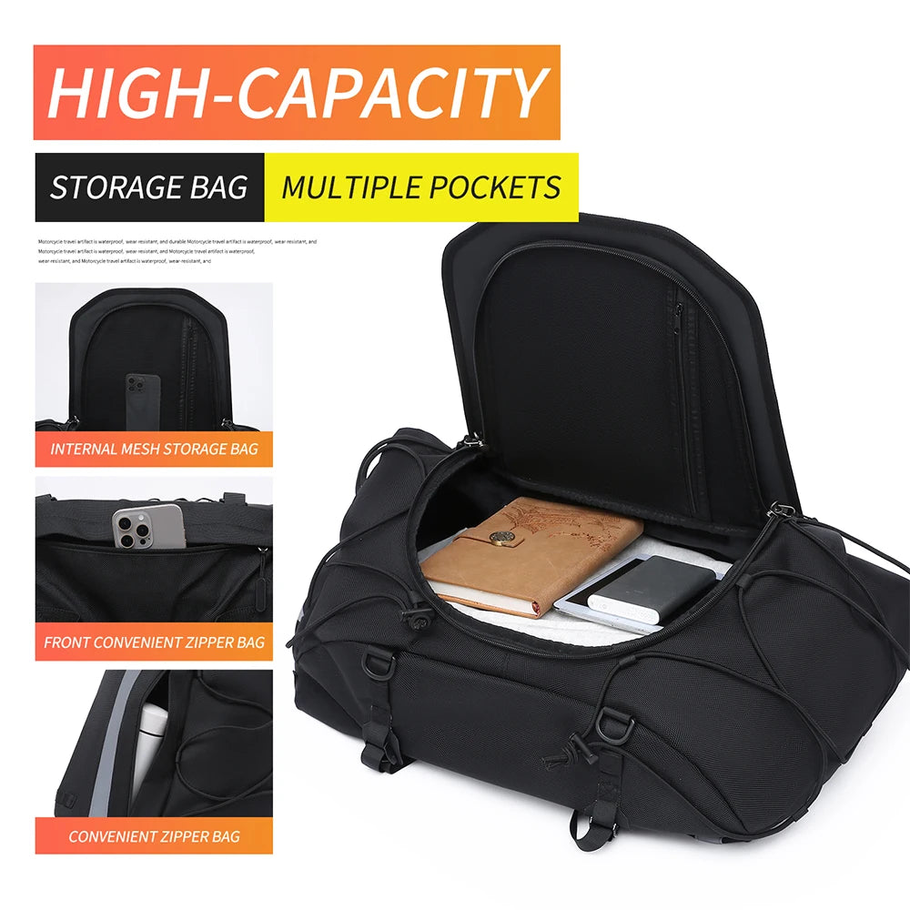 Universal Scooter Back Seat Bag Waterproof Motorcycle Tail Bag Motorbike Travel Cycling Riding Sport Luggage Pack