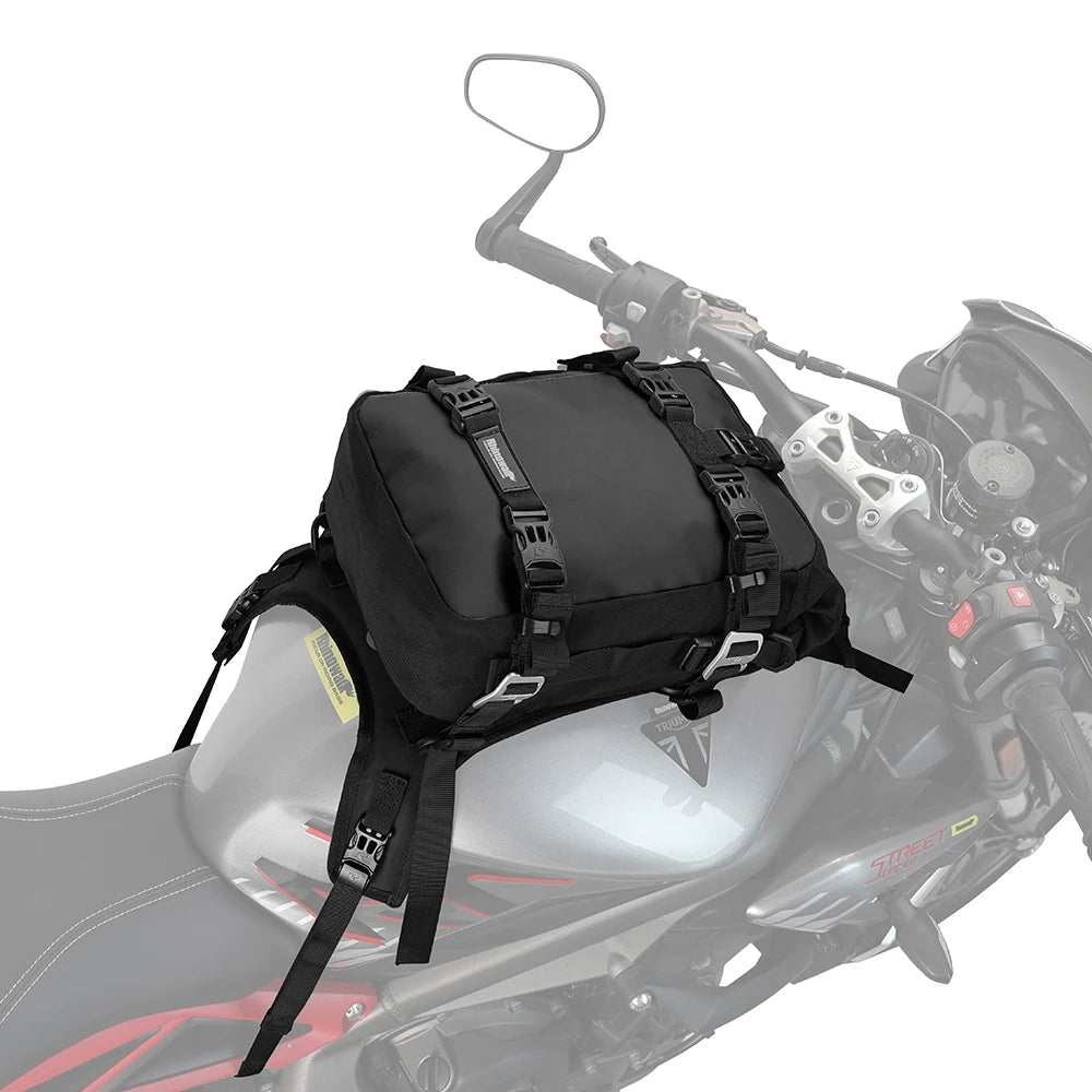 Rhinowalk Tank Bag - installation view showing motorcycle tank bag features and details