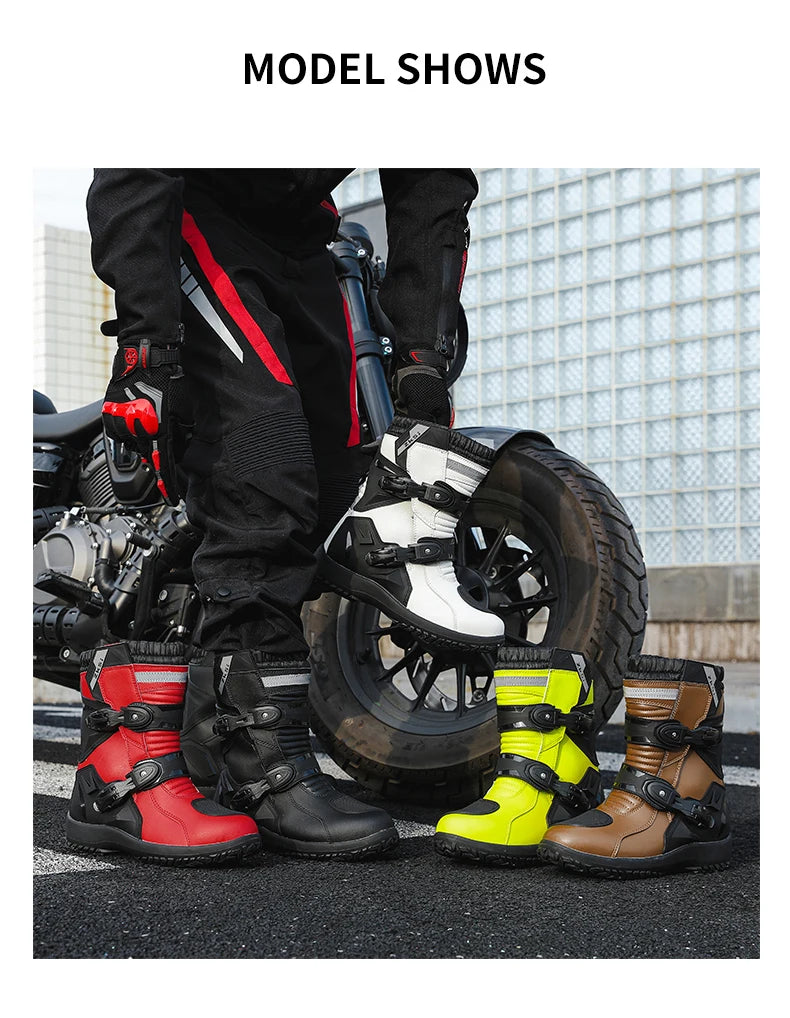 Men Motocross Boots Adventure Low Boots for ADV Riders Sport Touring  Motorcycle Boots Waterproof Riding Shoes Moto Riding Gear