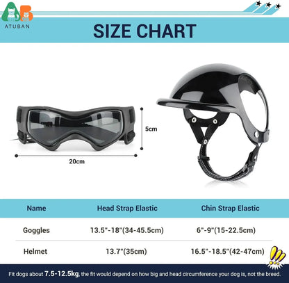 ATUBAN Dog Helmet and Dog Goggles for Small Dogs-Pet Motorcycle