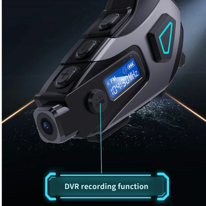 K10 Motorcycle Helmet Bluetooth 5.4 Headset Waterproof Earphone with LCD Display Stereo FM Radio 1080P HD Video Dashcam
