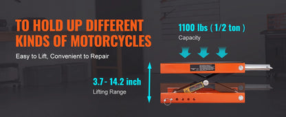 SucceBuy 1100 LBS Motorcycle Lift Motorcycle Scissor Lift Jack with Wide Deck & Safety Pin Steel Scissor Jack Fit for Motorcycle