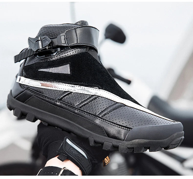 Hendersonshop Motorcycle boots Casual men's motorcycle shoes Motorcycle riding shoes Leather