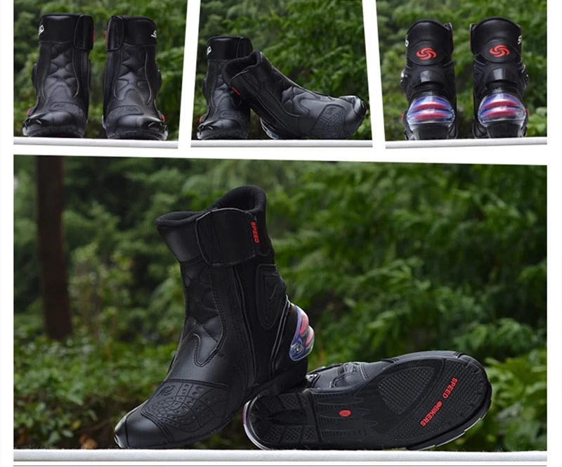 Motorcycle Boots Microfiber Leather Motorbike Anticollision Foot Ankle Protec... | Henderson Shop