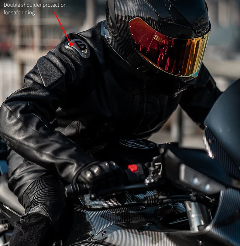 Leather Motorcycle Jacket Men's Chaqueta Moto Waterproof Moto Suit Motorbike ... | Henderson Shop