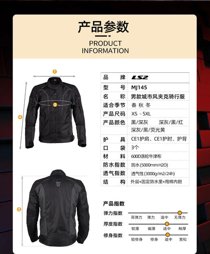 Hendersonshop LS2 Original Motorcycle Jacket Pants Riding Clothing Set Windproof Warm