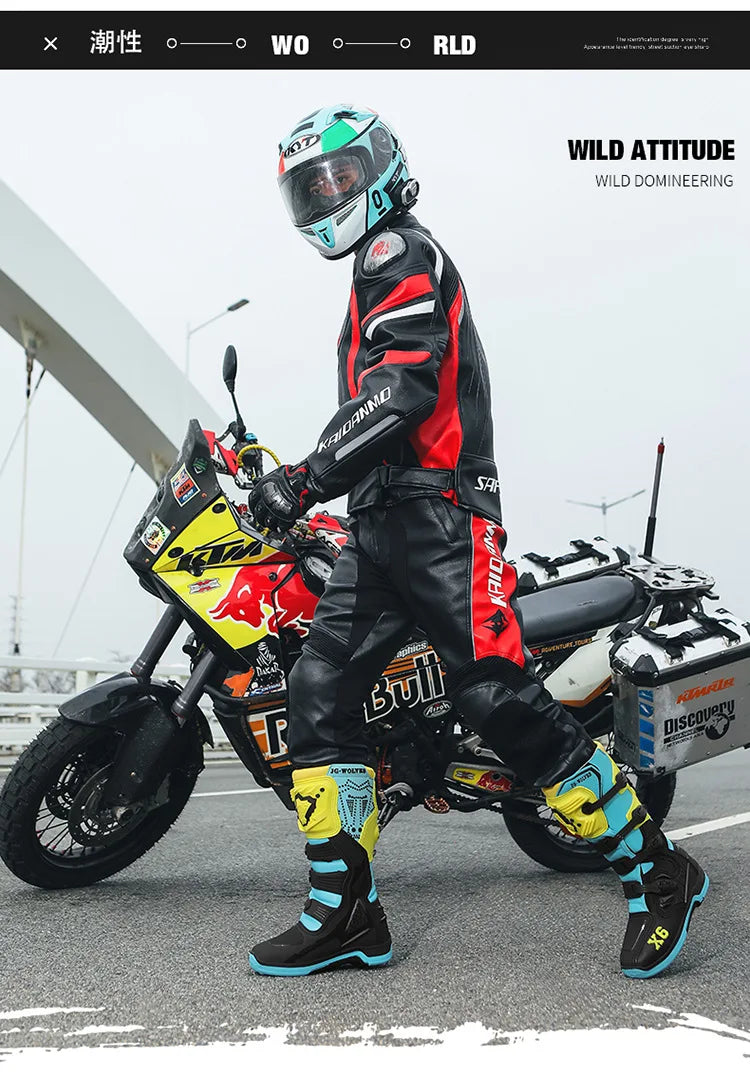 Motorcycle Boot Men Women Riding Mid-Calf Ankle Protective Shoes Moto Motorbike Equipment Racing Long Motorcycle Boots Men