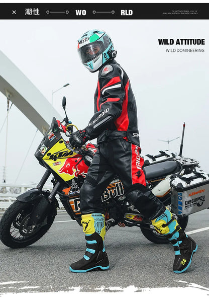 Motorcycle Boot Men Women Riding Mid-Calf Ankle Protective Shoes Moto Motorbike Equipment Racing Long Motorcycle Boots Men