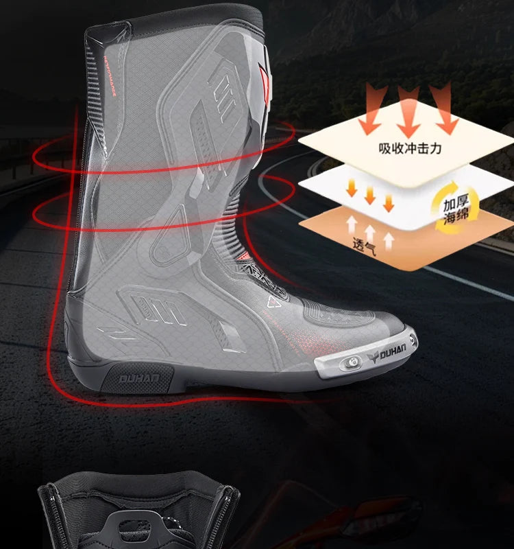 DUHAN New Motorcycle Boots Wear Resistant And Anti Fall Motorcycle Riding Boots Men Motocross Racing Boots
