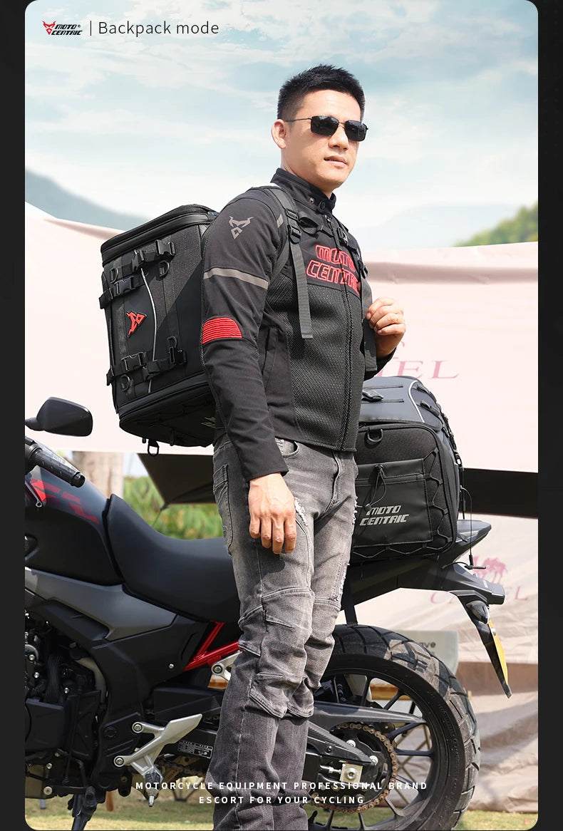 Motorcycle Waterproof Motorcycle Rear Seat Bag 35-50L Helmet Bag High Capacity Motor Tail SaddleBag Rider Backpack