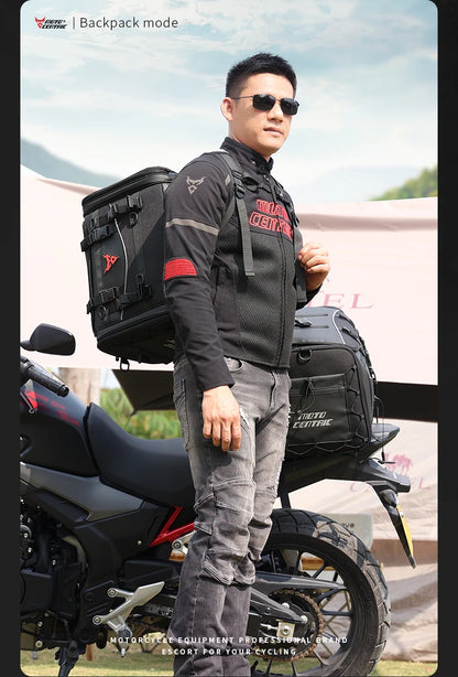 Motorcycle Waterproof Motorcycle Rear Seat Bag 35-50L Helmet Bag High Capacity Motor Tail SaddleBag Rider Backpack