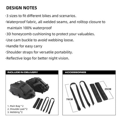 Rhinowalk Motorcycle Bag 100%Waterproof 18L/28L/48L Large Capacity 2 Pcs Univ... | Henderson Shop