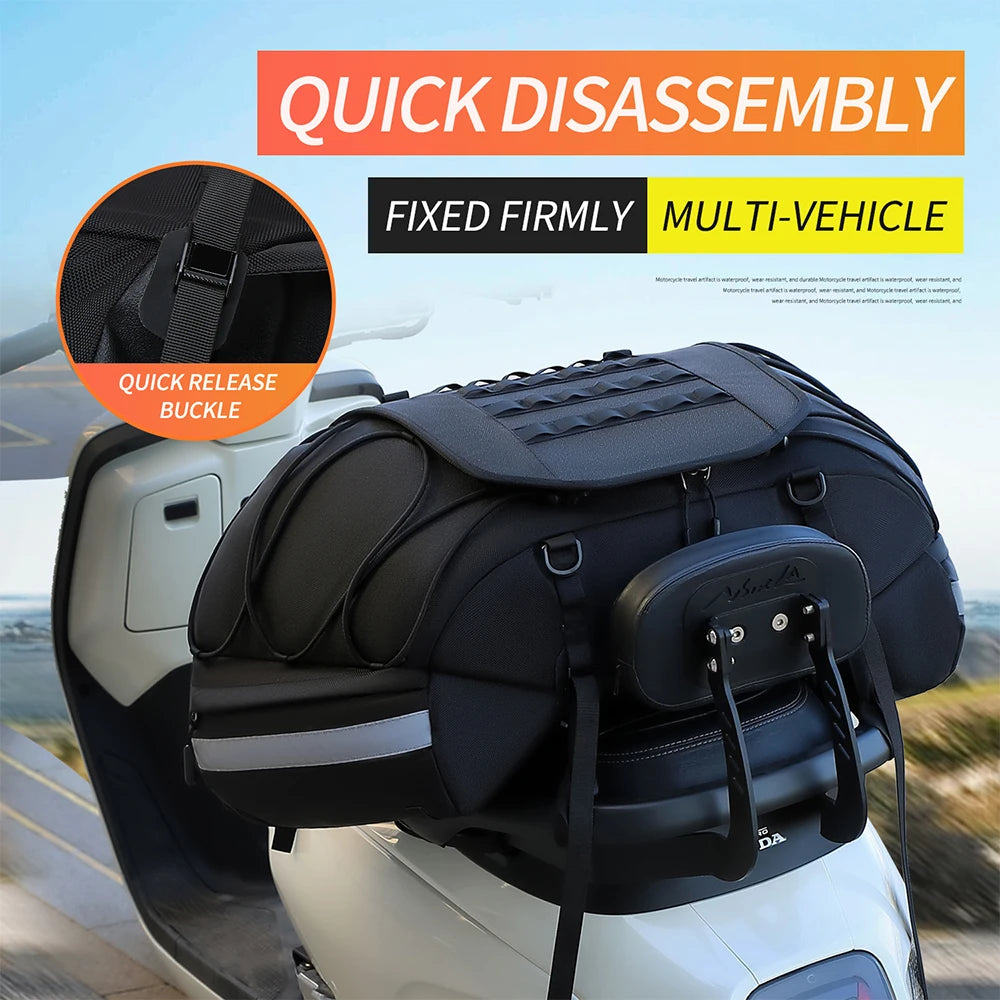 Universal Scooter Back Seat Bag Waterproof Motorcycle Tail Bag Motorbike Travel Cycling Riding Sport Luggage Pack