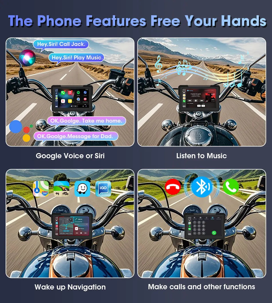 7" Motorcycle GPS Navigator | CarPlay & Android Auto - View 13 | Henderson Shop