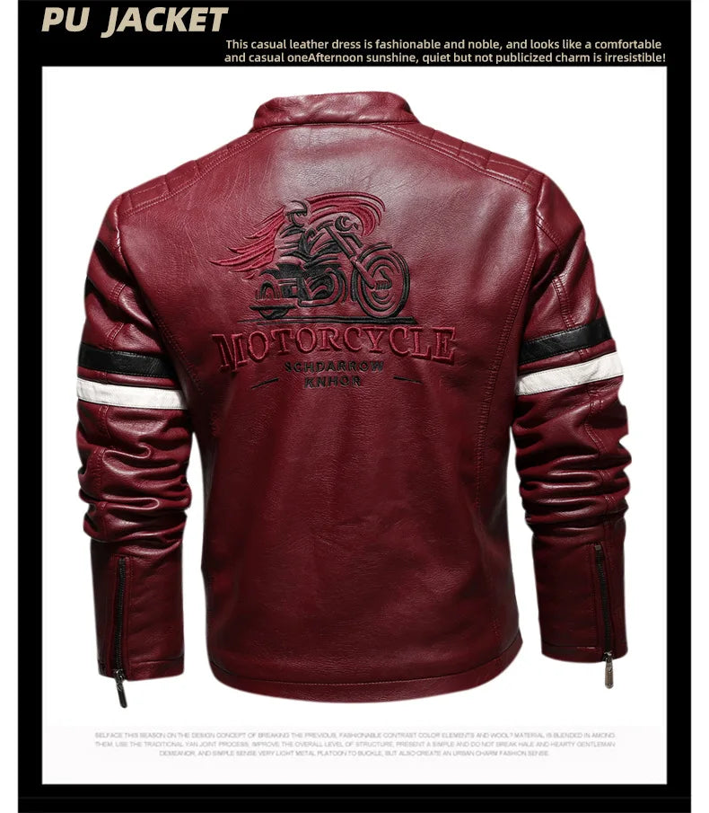 Motorcycle Jacket Leather Men's Brand Moto Leather Jacket Coat Men Handsome W... | Henderson Shop
